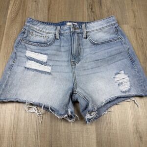 Altar'd State Distressed Denim Shorts‎ Women's Size 28 High Rise Cutoff Frayed